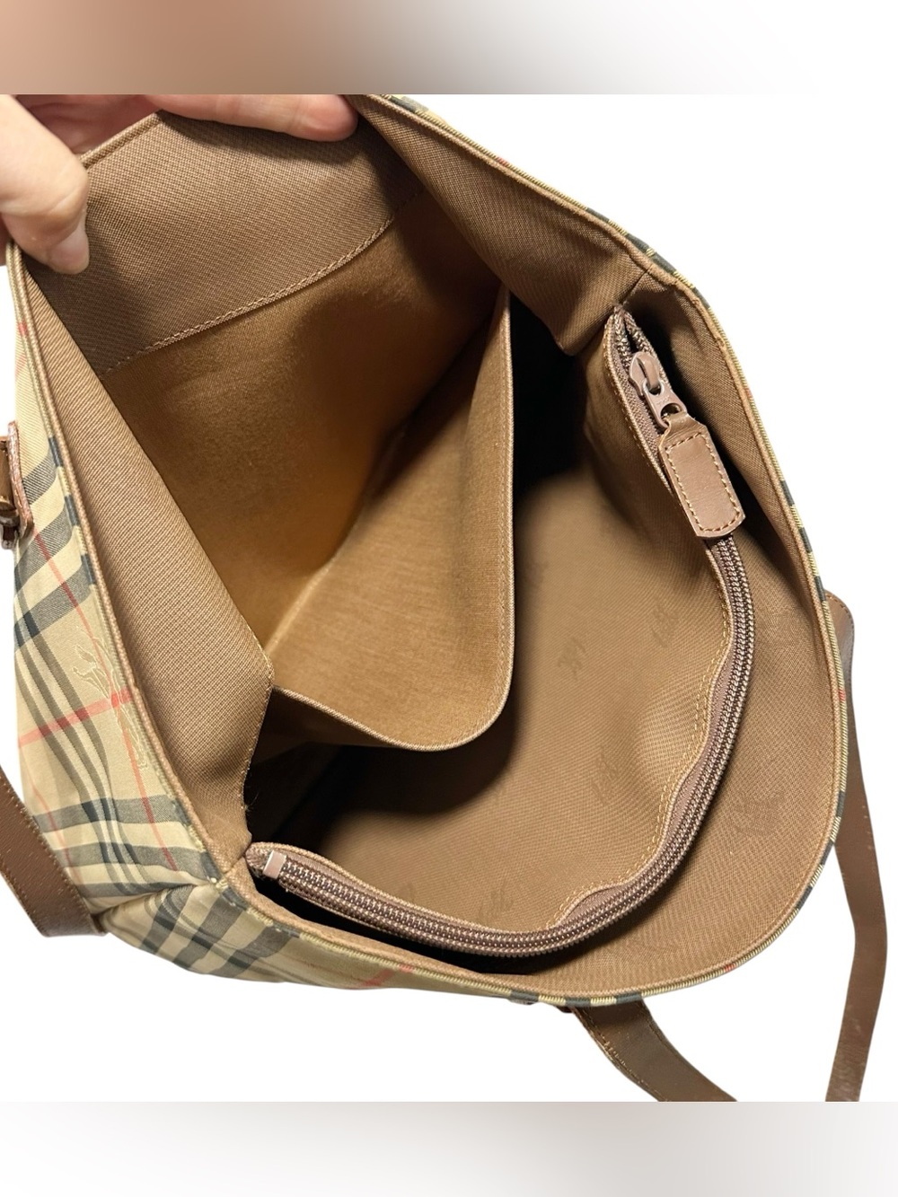 Burberry Nova Check & Brown Leather Large Tote Bag - Picture 8 of 16